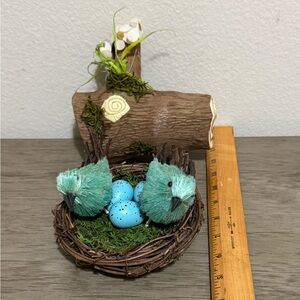 Decorative Bird Nest with Blue Birds and Eggs